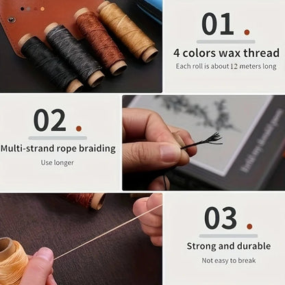 Leather Repair Sewing Kit Waxed Thread Large Needles Pouch