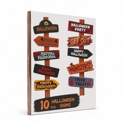 Lightweight Paper Easy-Hang Halloween Signs (Set of 10)