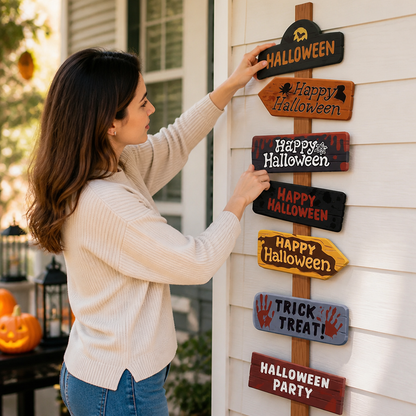 Lightweight Paper Easy-Hang Halloween Signs (Set of 10)