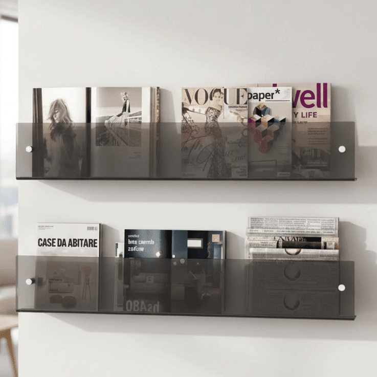 Magazine Wall Shelf Clear Acrylic Space-Saving
