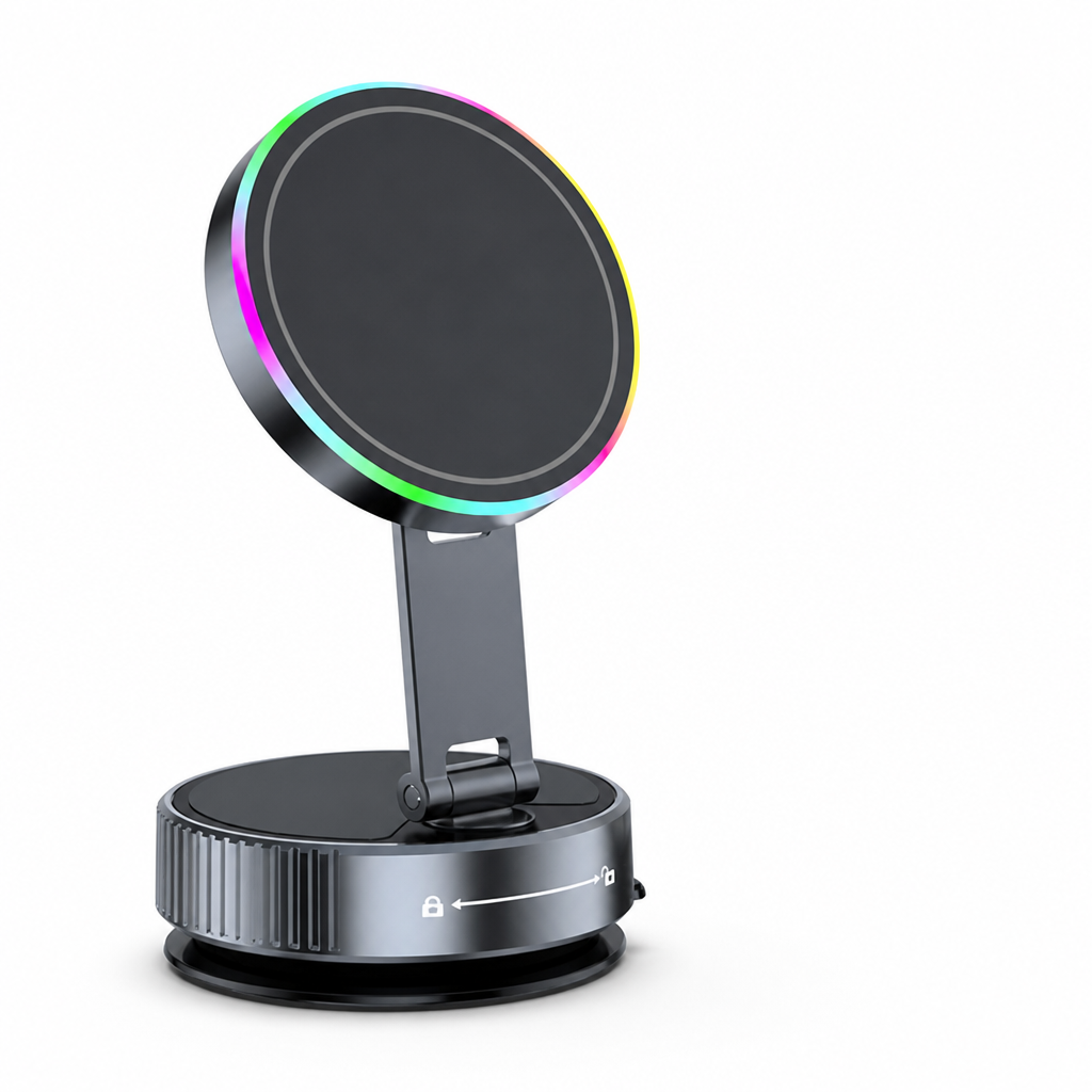 Magnetic 360° Rotatable Vacuum Suction Car Phone Mount (15W Wireless Charger)