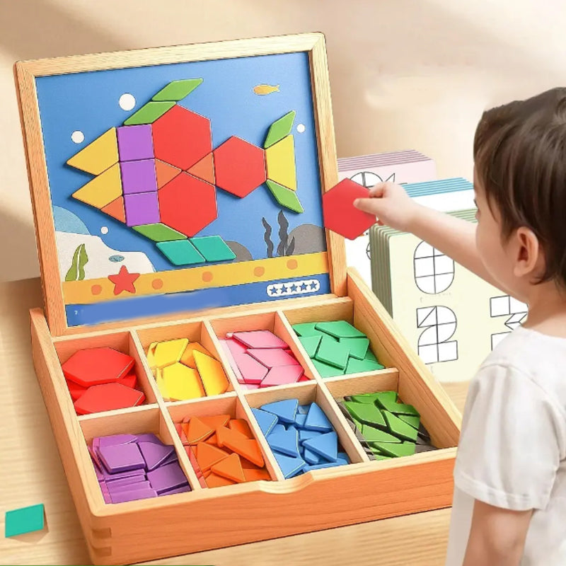Magnetic Building Blocks Sustainably Sourced Wood & Pattern Cards