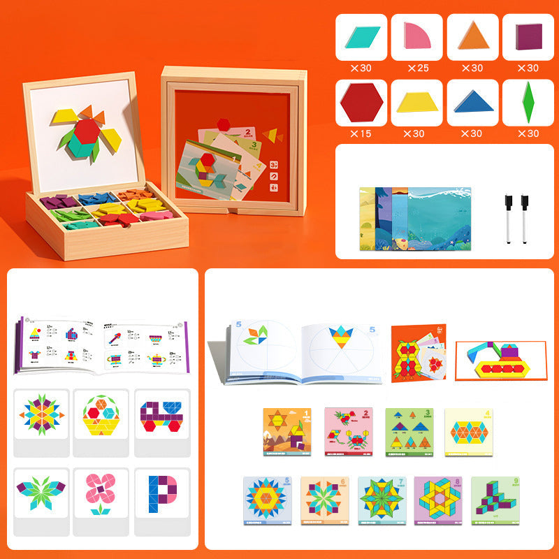 Magnetic Building Blocks Sustainably Sourced Wood & Pattern Cards