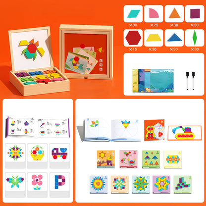 Magnetic Building Blocks Sustainably Sourced Wood & Pattern Cards