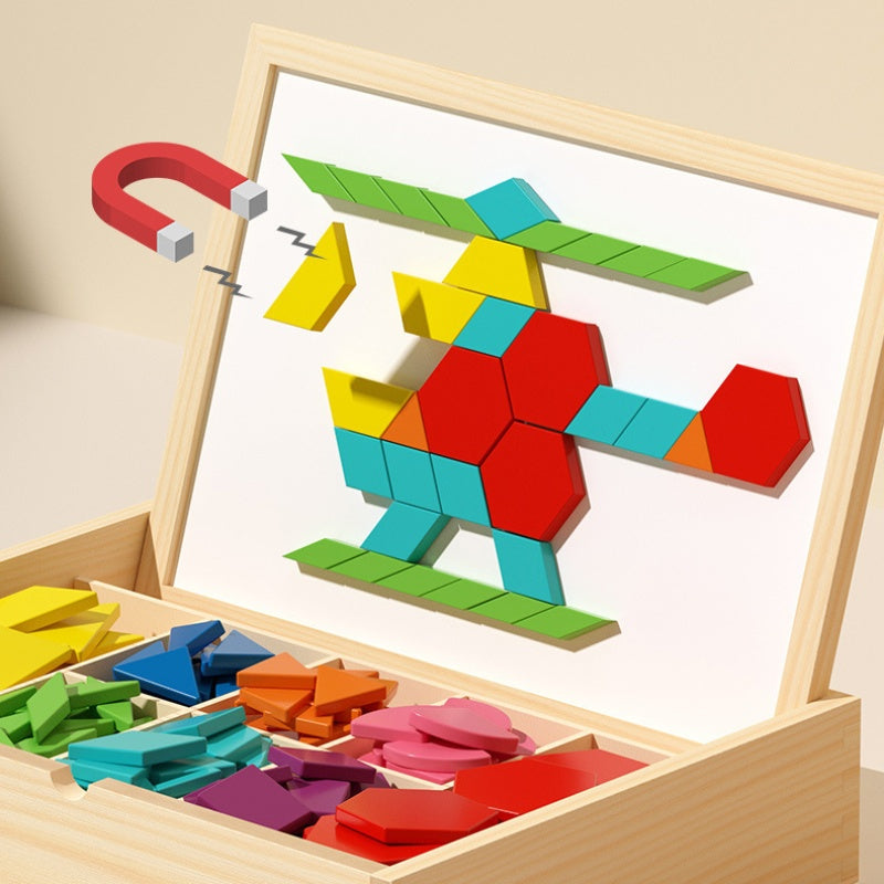 Magnetic Building Blocks Sustainably Sourced Wood & Pattern Cards