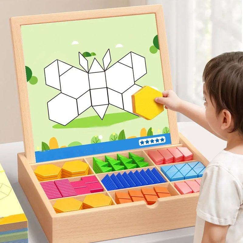 Magnetic Building Blocks Sustainably Sourced Wood & Pattern Cards