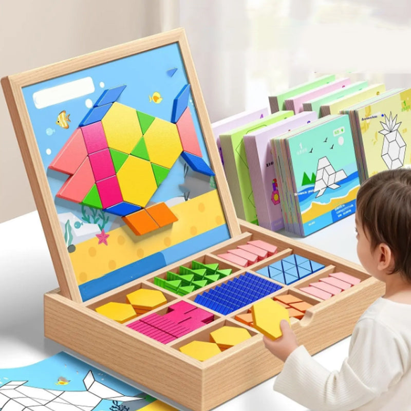 Magnetic Building Blocks Sustainably Sourced Wood & Pattern Cards