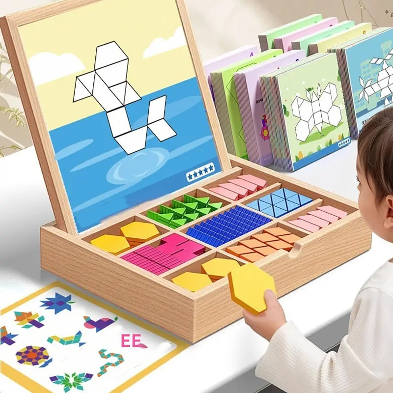 Magnetic Building Blocks Sustainably Sourced Wood & Pattern Cards