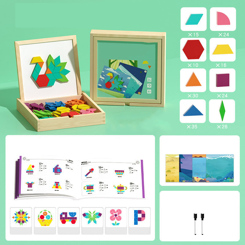 Magnetic Building Blocks Sustainably Sourced Wood & Pattern Cards