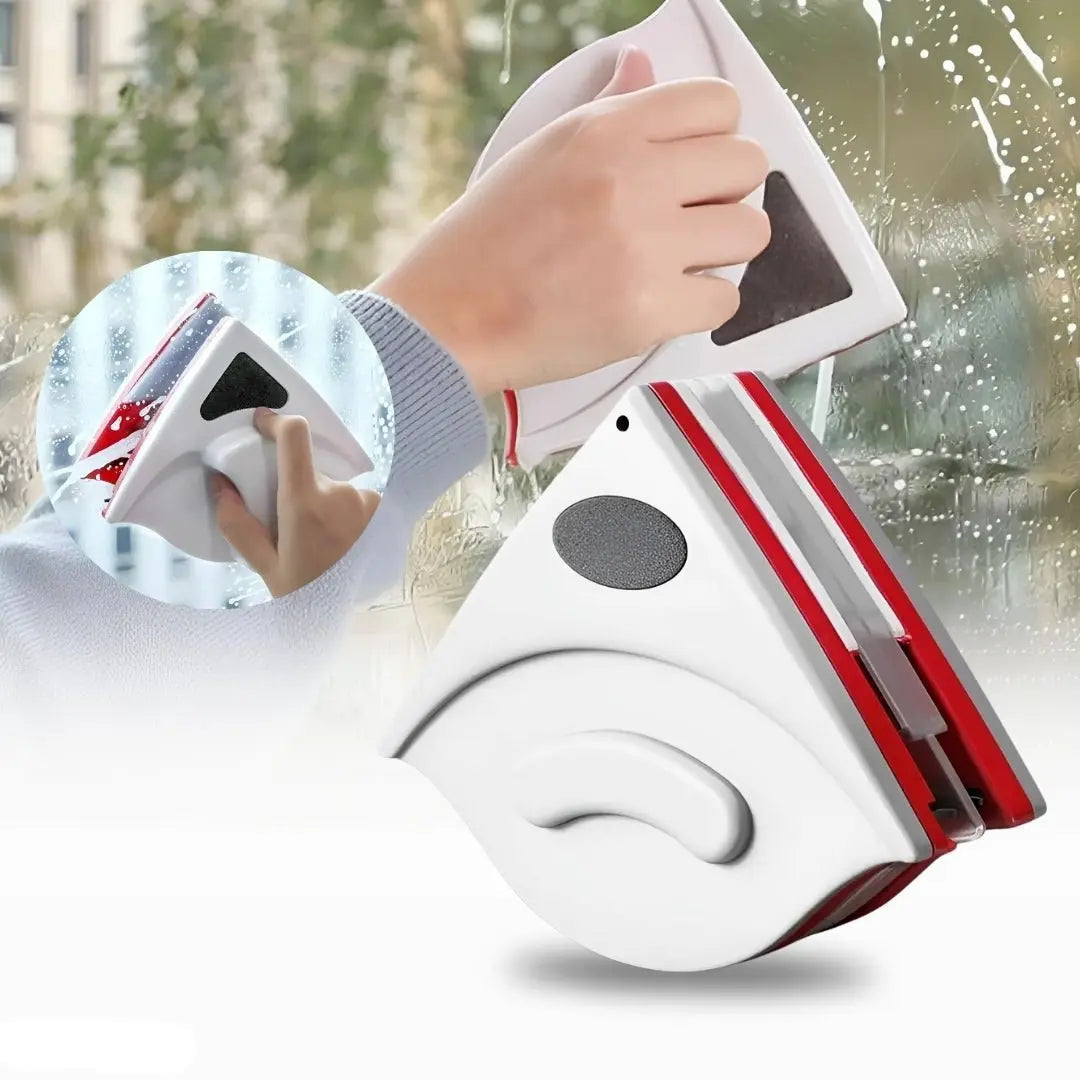 Magnetic Window Cleaner Double-Sided Microfiber Cloths & Safety Tether