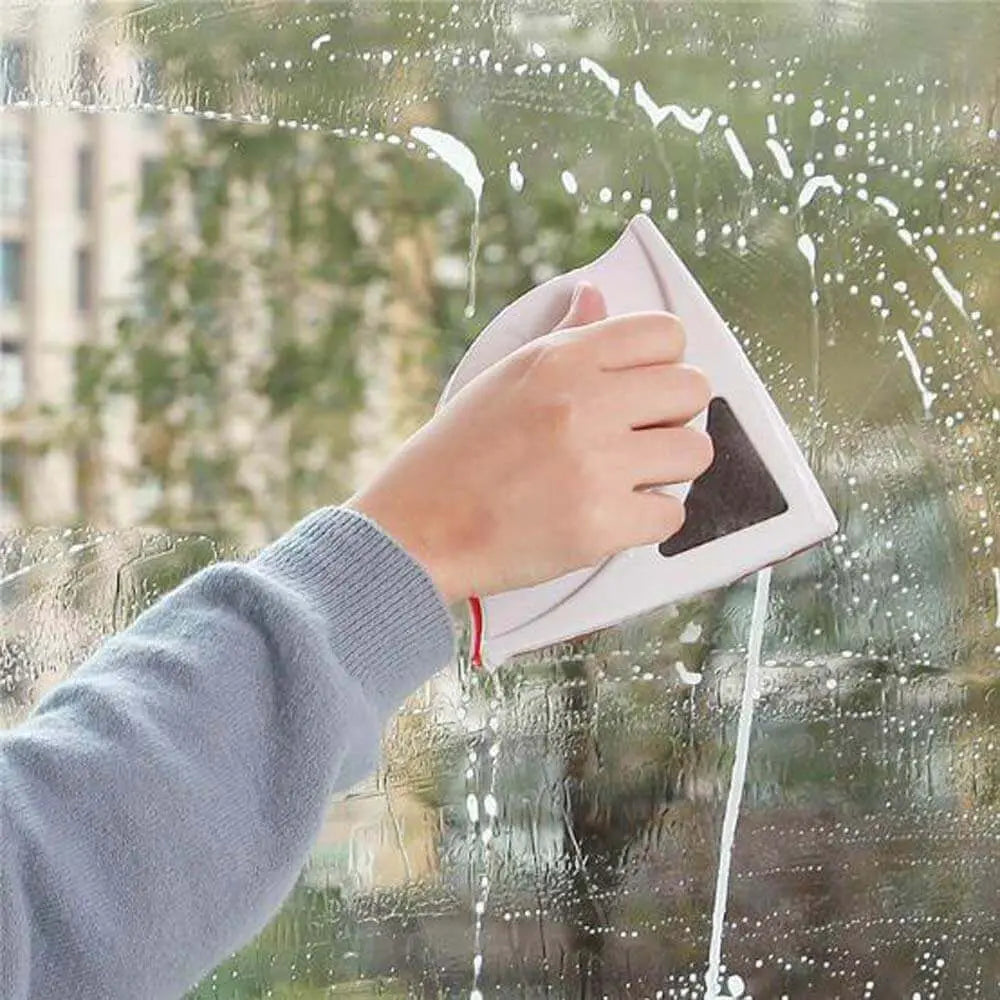 Magnetic Window Cleaner Double-Sided Microfiber Cloths & Safety Tether