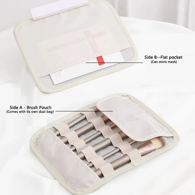 Makeup Bag Clear Compartments & Water-Resistant Textile