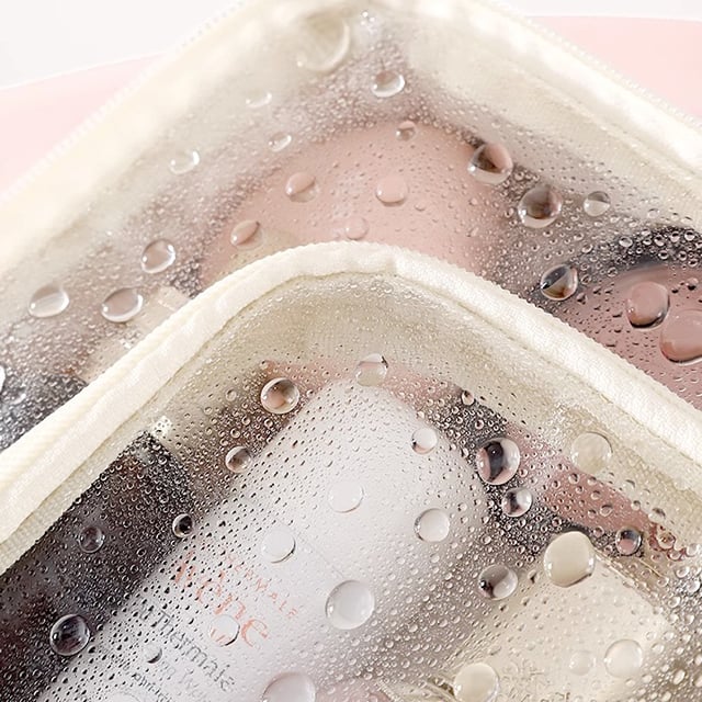 Makeup Bag Clear Compartments & Water-Resistant Textile