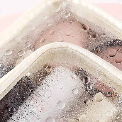 Makeup Bag Clear Compartments & Water-Resistant Textile