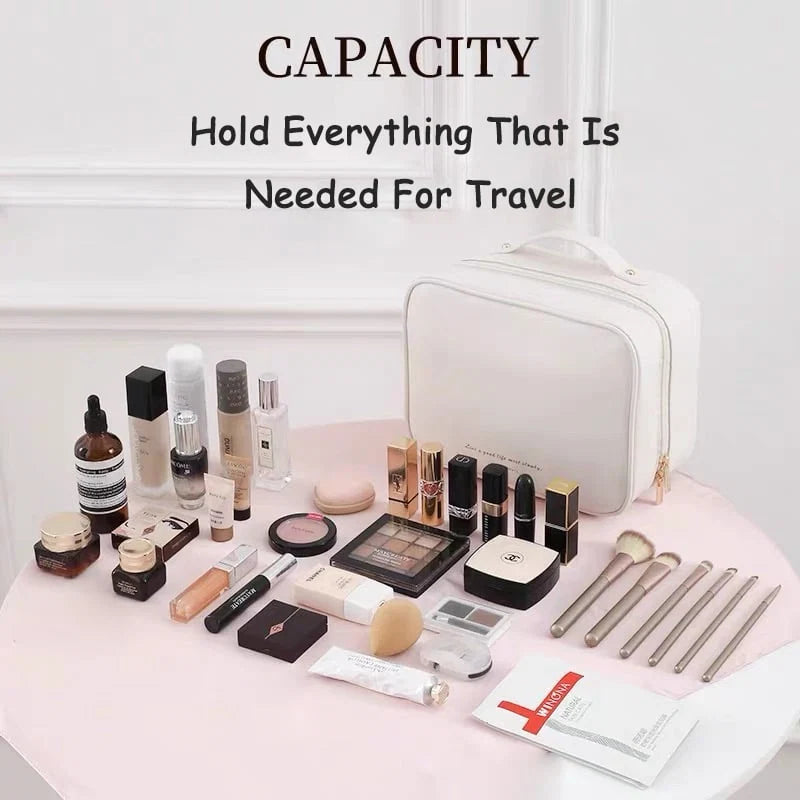 Makeup Bag Clear Compartments & Water-Resistant Textile