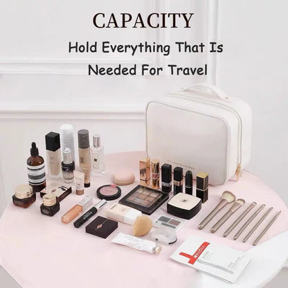 Makeup Bag Clear Compartments & Water-Resistant Textile