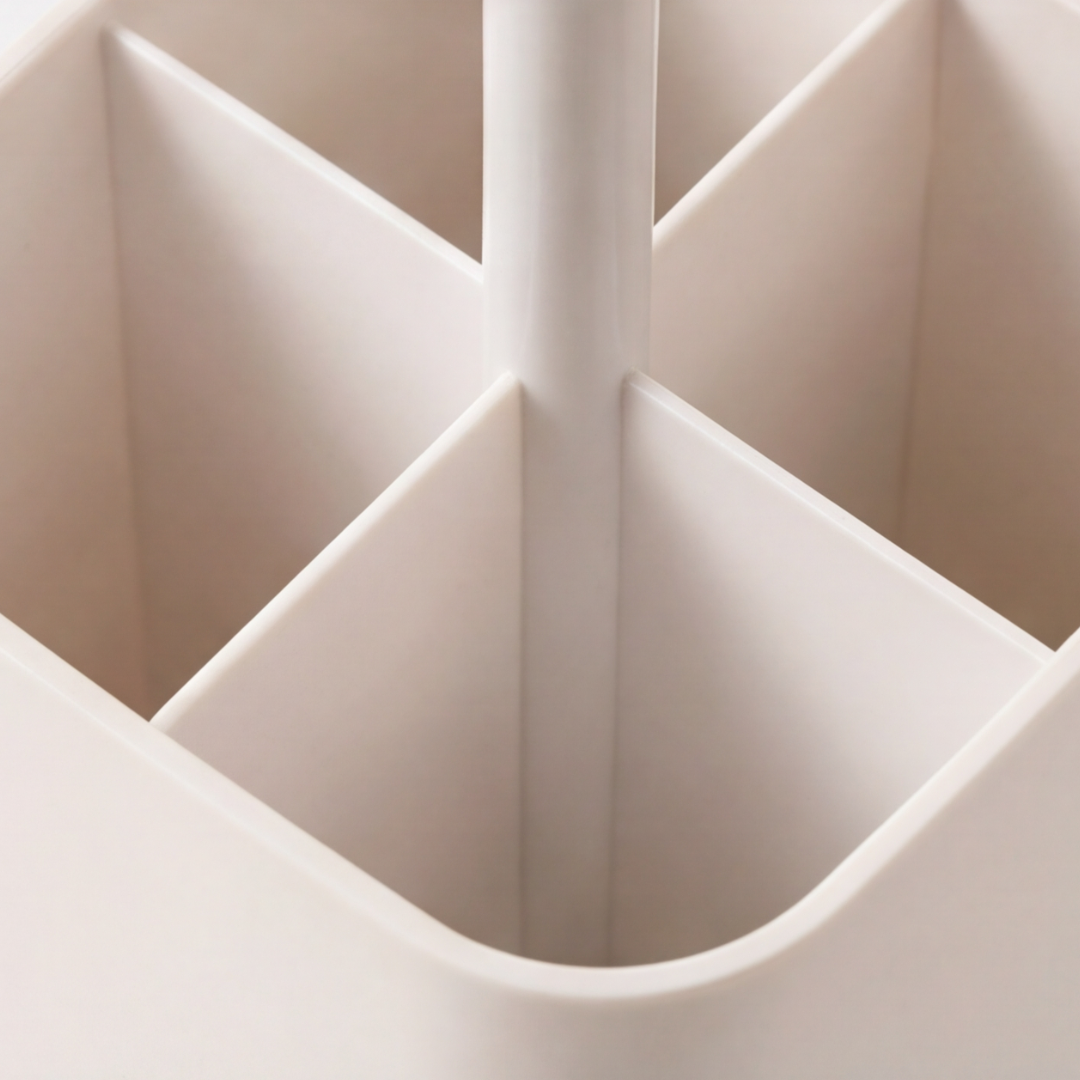 Makeup Brush Holder Spring-Loaded Lift Airtight Lid