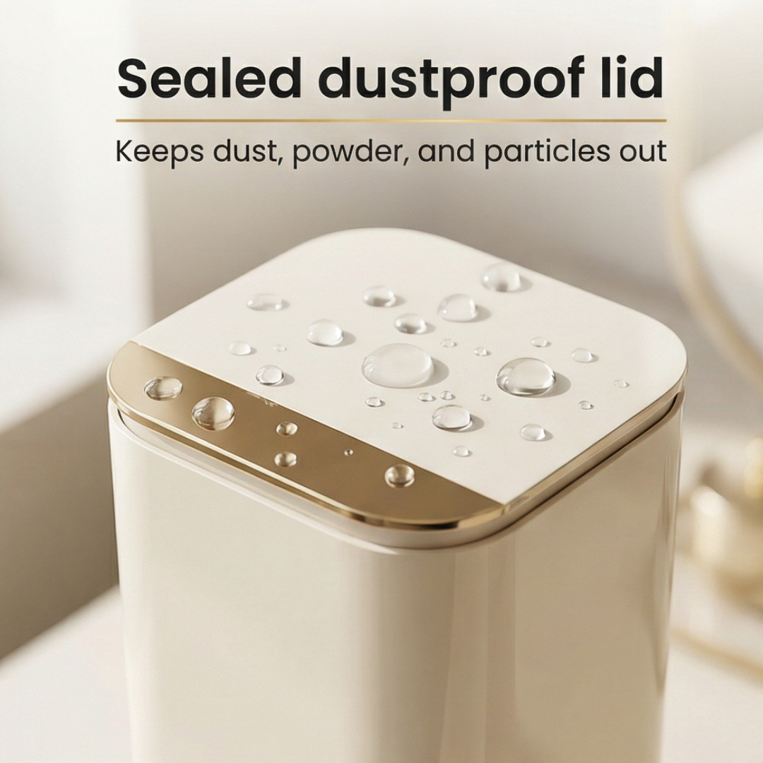 Makeup Brush Holder Spring-Loaded Lift Airtight Lid