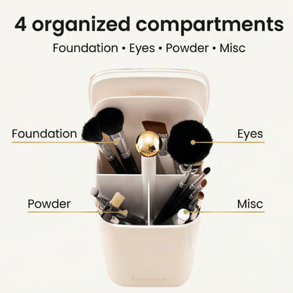 Makeup Brush Holder Spring-Loaded Lift Airtight Lid