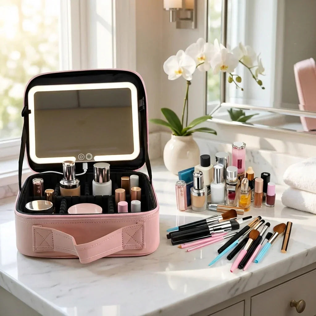 Makeup Case Touch-Sensor LED Mirror USB Rechargeable
