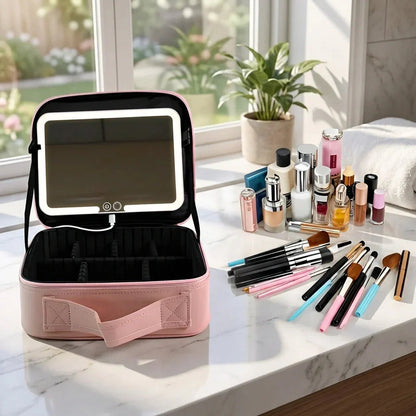 Makeup Case Touch-Sensor LED Mirror USB Rechargeable