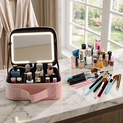 Makeup Case Touch-Sensor LED Mirror USB Rechargeable