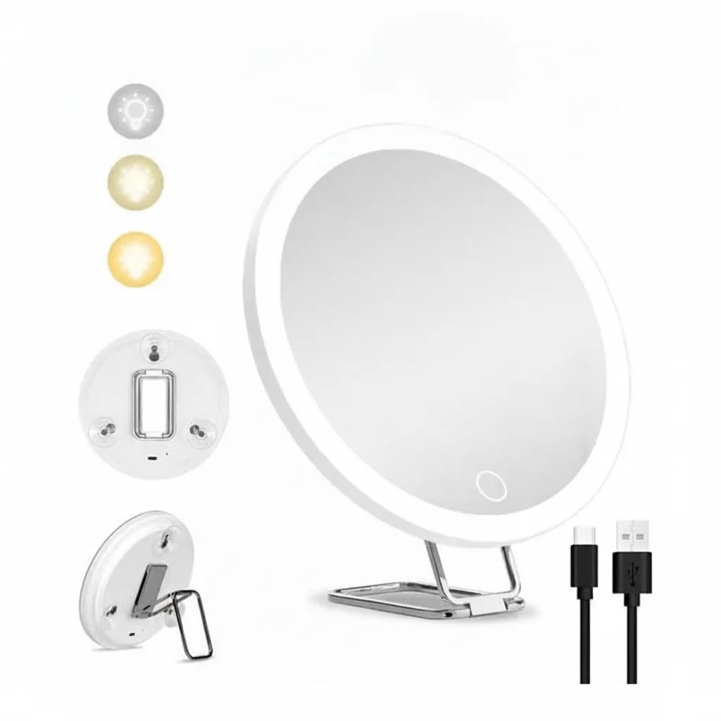 Makeup Mirror 30x Magnification Dimmable LED & USB-C Rechargeable