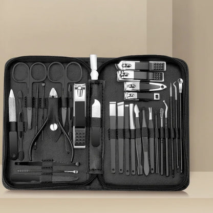 Manicure & Pedicure Set 30-Piece Stainless Steel Zippered Case