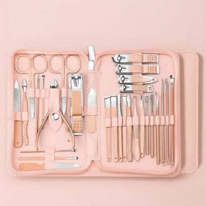 Manicure & Pedicure Set 30-Piece Stainless Steel Zippered Case