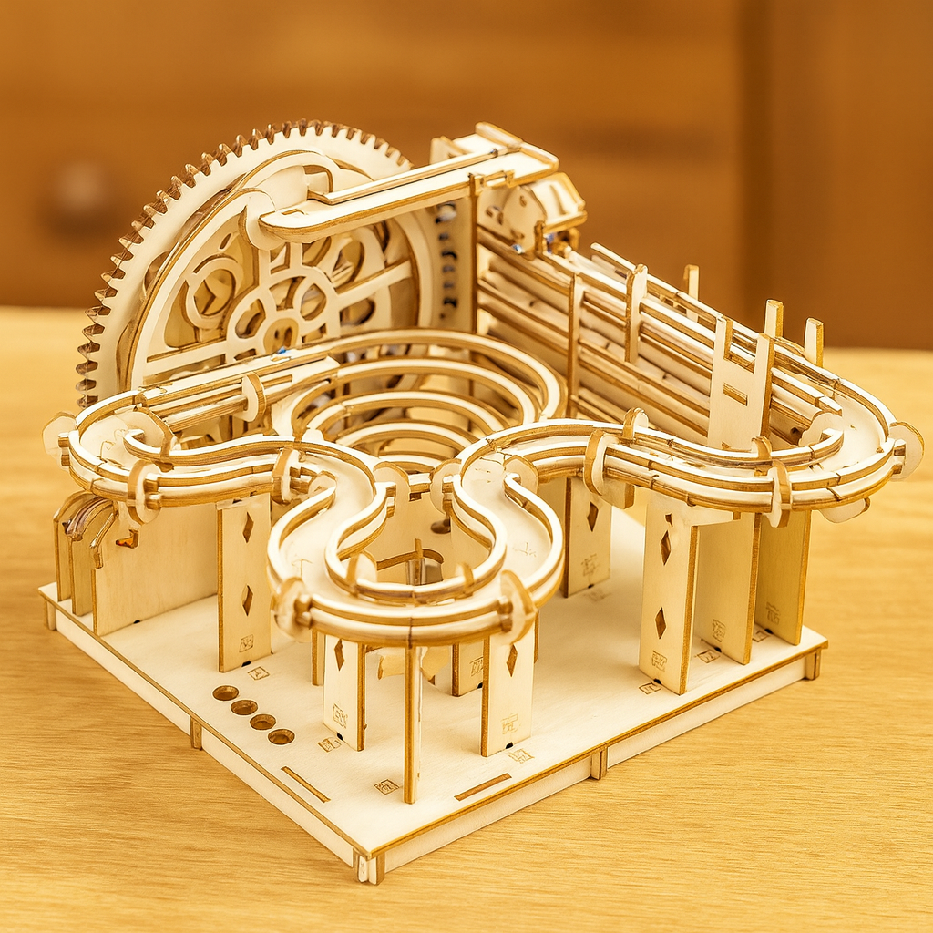 Marble Run Kit Laser-Cut Wood Gear Crank