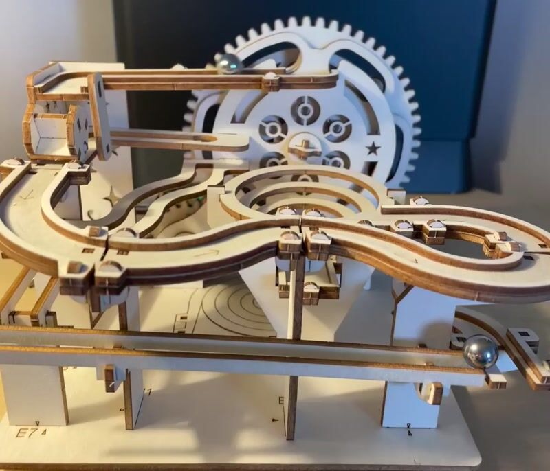 Marble Run Kit Laser-Cut Wood Gear Crank