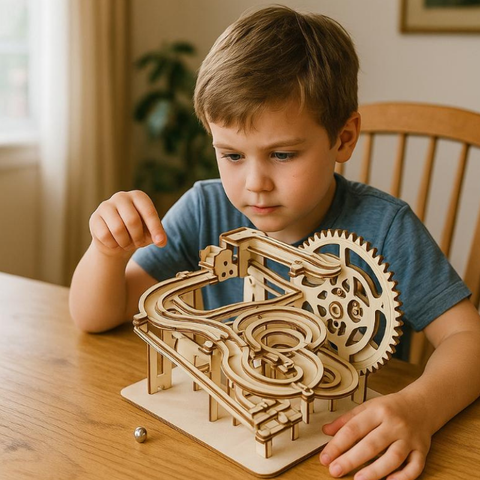 Marble Run Kit Laser-Cut Wood Gear Crank