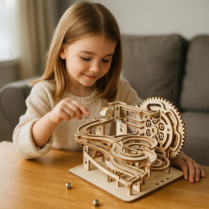 Marble Run Kit Laser-Cut Wood Gear Crank