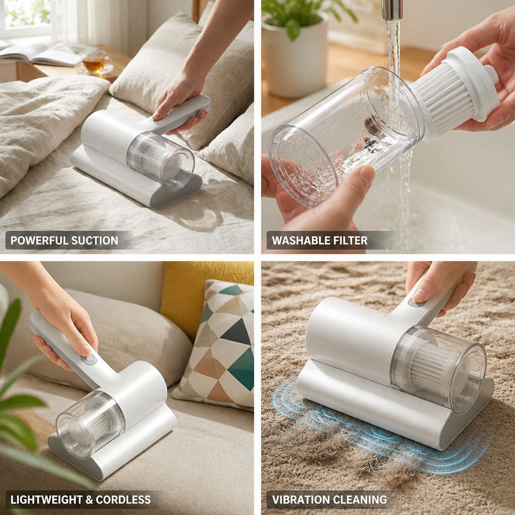 Mattress Vacuum Cleaner Cordless Vibration Strong Suction