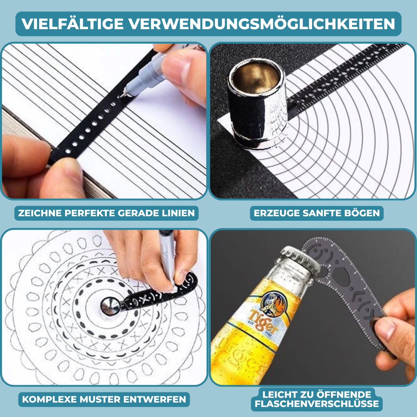 Measuring Ruler 6-in-1 Compact Stainless Steel