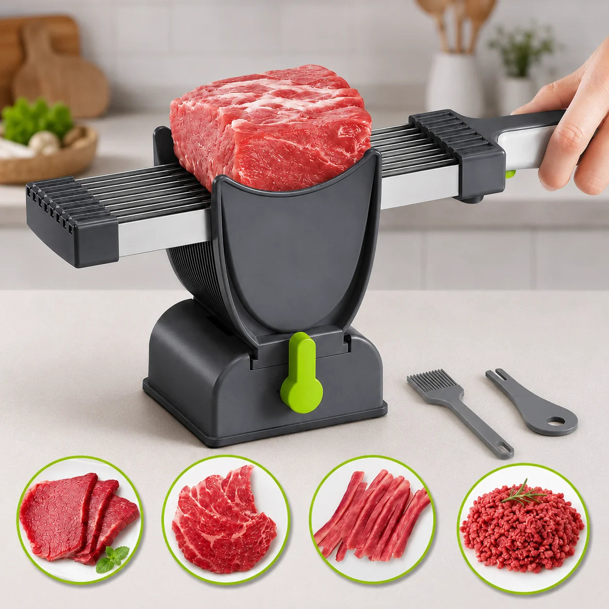 Meat Slicer Set Comb Blade Guide & Locking Base