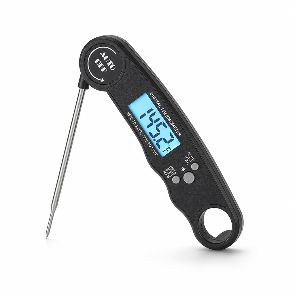 Meat Thermometer Instant-Read Foldable Probe & Backlit Display