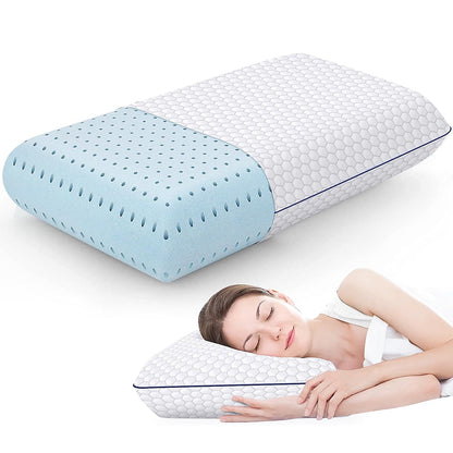 Memory Foam Neck Pillow Ergonomic Cooling Gel Washable Cover