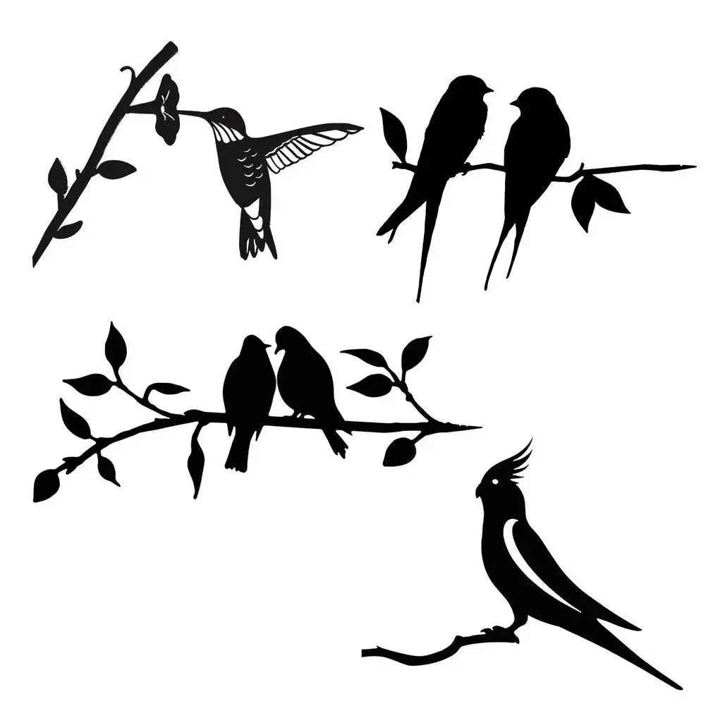 Metal Bird Wall Decor Matte Black Powder-Coated