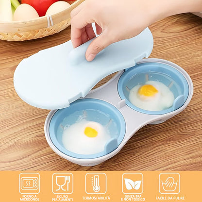 Microwave Egg Cooker Two-Layer Water Bath Two-Egg Capacity