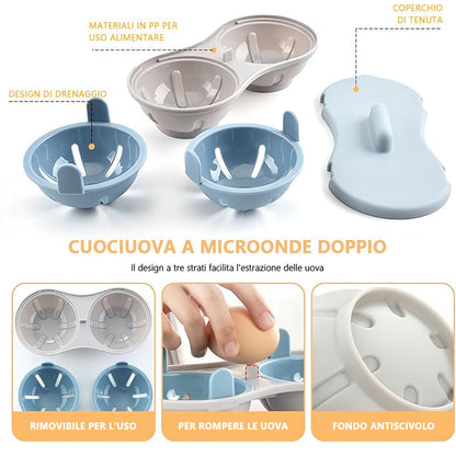 Microwave Egg Cooker Two-Layer Water Bath Two-Egg Capacity