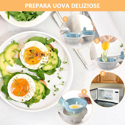 Microwave Egg Cooker Two-Layer Water Bath Two-Egg Capacity