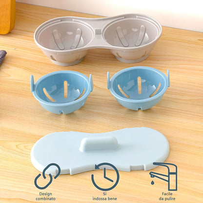 Microwave Egg Cooker Two-Layer Water Bath Two-Egg Capacity
