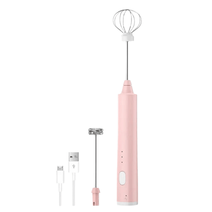 Milk Frother USB Rechargeable Three Speeds Stainless Steel Whisk