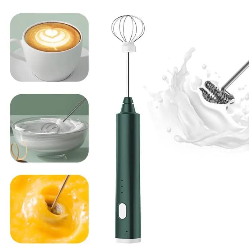 Milk Frother USB Rechargeable Three Speeds Stainless Steel Whisk