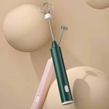 Milk Frother USB Rechargeable Three Speeds Stainless Steel Whisk