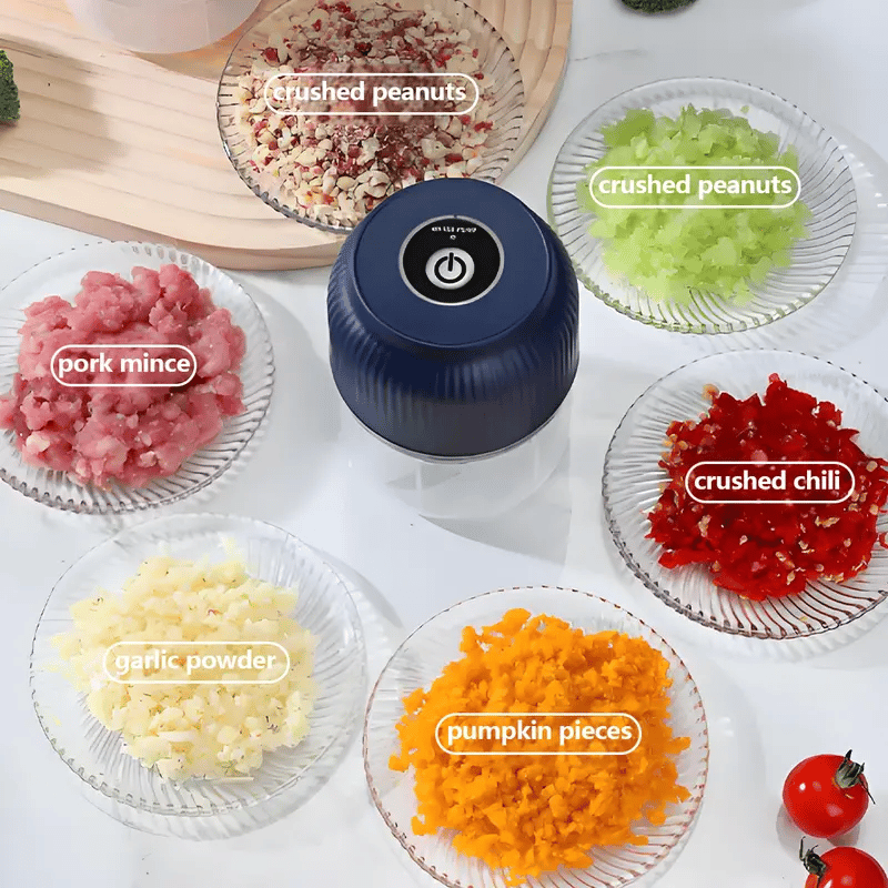 Mini Chopper USB Rechargeable Stainless Steel Blades 300ml Capacity