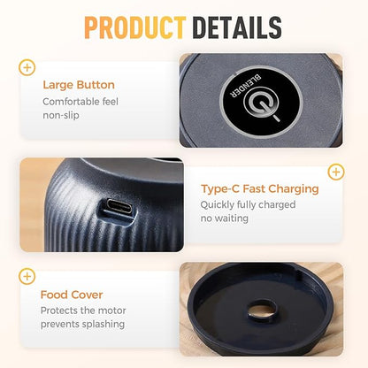 Mini Chopper USB Rechargeable Stainless Steel Blades 300ml Capacity