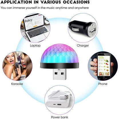Mini Disco Ball USB-Powered & Beat-Activated 7 Light Modes