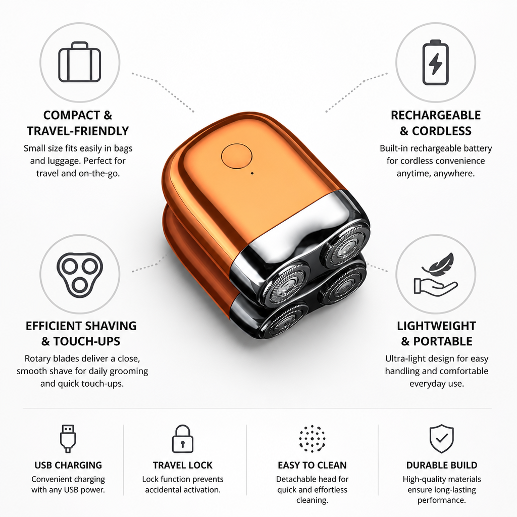 Mini Electric Shaver USB Rechargeable Cordless